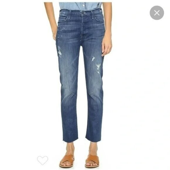 MOTHER The Double Fray Vagabond Blue Jeans in Take the Edge Off  26 - Picture 1 of 15
